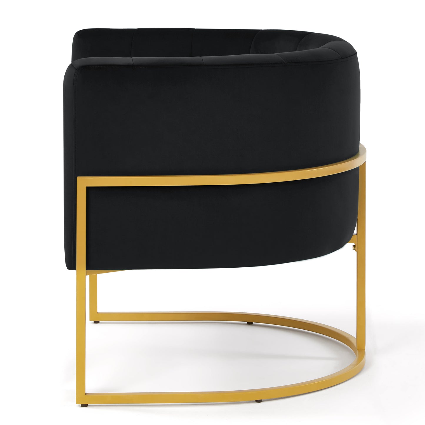 Upholstered Velvet Accent Chair with Golden Metal Stand,Mid-Century Living Room Leisure Chair with Curve Backrest -Black