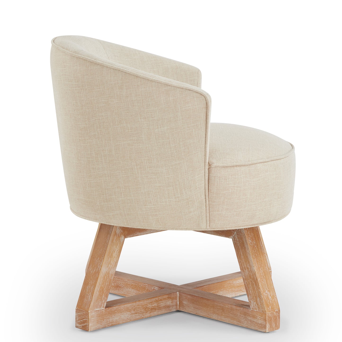 Swivel chair with cross-shaped wooden base,Lounge chair with solid wood legs, 360°freely Swivel chair