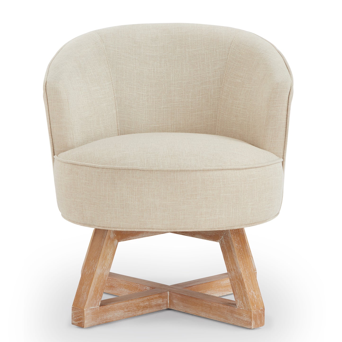 Swivel chair with cross-shaped wooden base,Lounge chair with solid wood legs, 360°freely Swivel chair